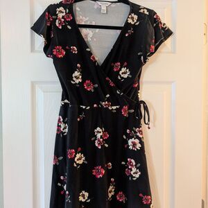 Arizona Jean Company Black Pink Wrap Midi Dress size medium